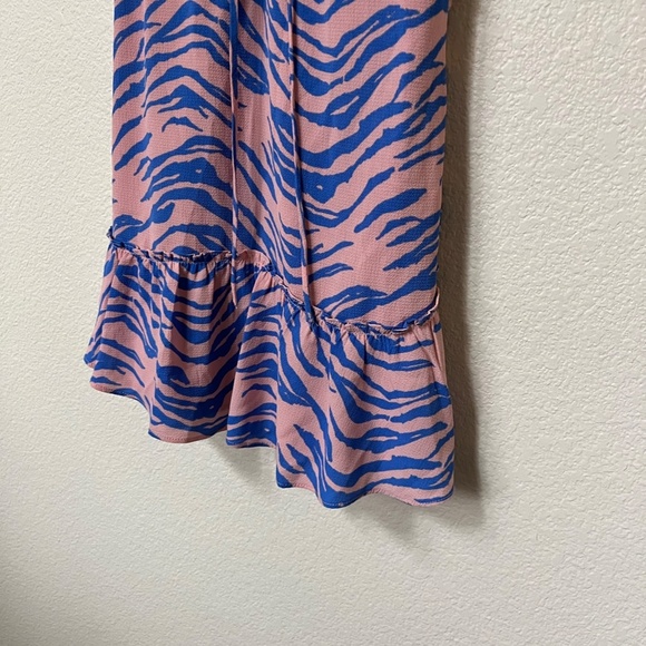 BUDDY LOVE | Spring Summer Zebra Print Ruched Mini Dress in Pink & Blue | Size S - Picture 3 of 9